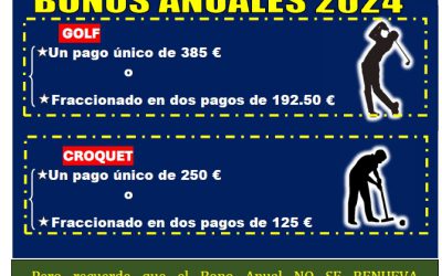 Venta bonos anuales de Golf y Croquet